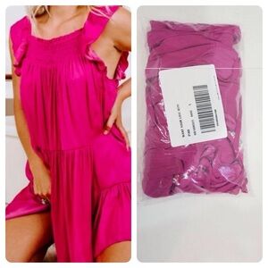 Free People Hot Pink Want Your Love Mini Shift Dress size M